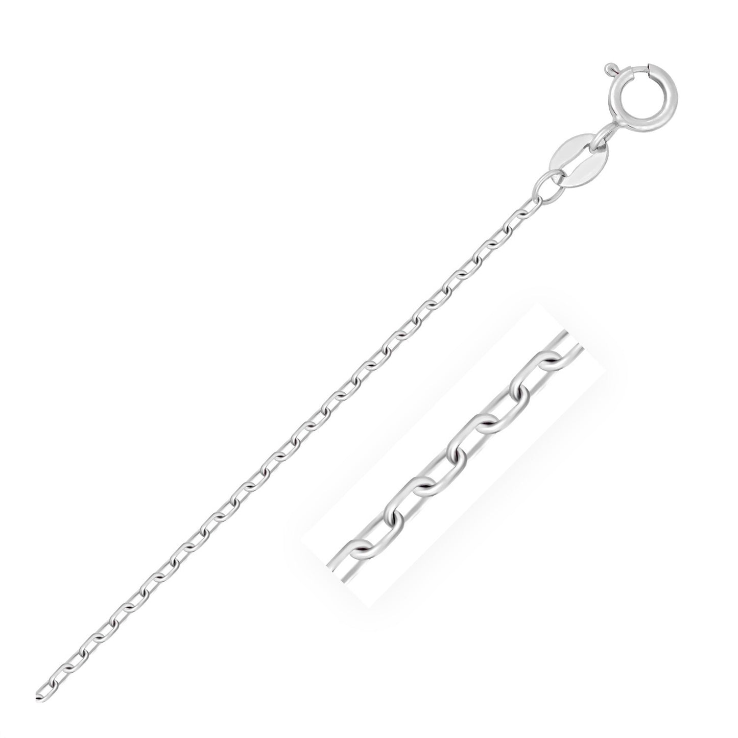 Size: 16'' - 14k White Gold Faceted Cable Link Chain (1.20 mm)