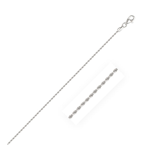 Size: 7'' - 14k White Gold Solid Diamond Cut Rope Bracelet 1.5mm