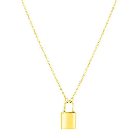 Size: 18'' - 14k Yellow Gold Padlock Necklace