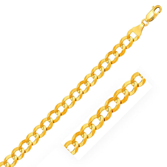 Size: 22'' - 14k Yellow Gold Solid Curb Chain (8.20 mm)