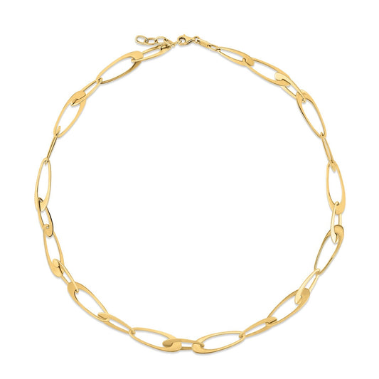 Size: 18 - 14K Yellow Gold Italian Oval Links Necklace