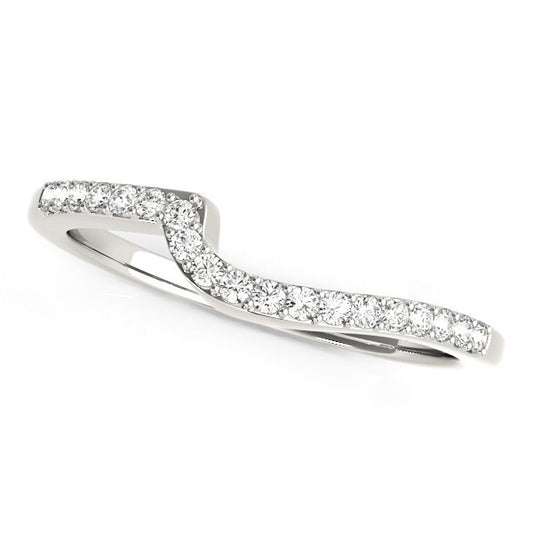 Size: 3.5 - 14k White Gold Curved Design Round Diamond Wedding Band (1/4 cttw)