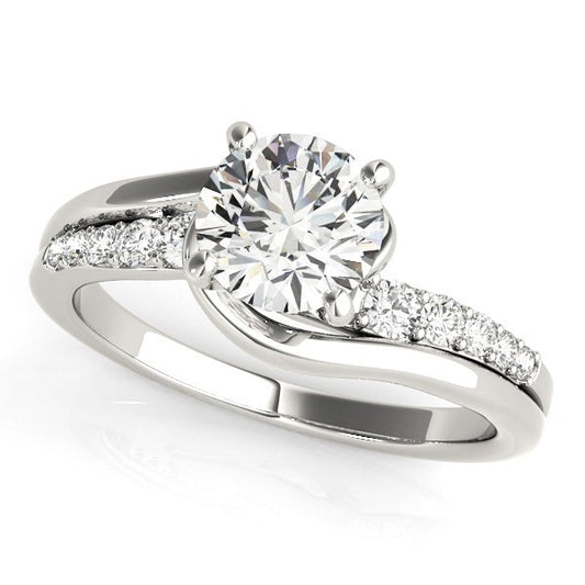 Size: 3.5 - 14k White Gold Bypass Style Round Diamond Ring (1 1/4 cttw)