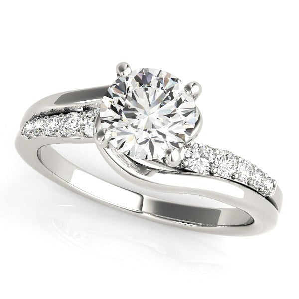 Size: 3 - 14k White Gold Bypass Style Round Diamond Ring (1 1/4 cttw)