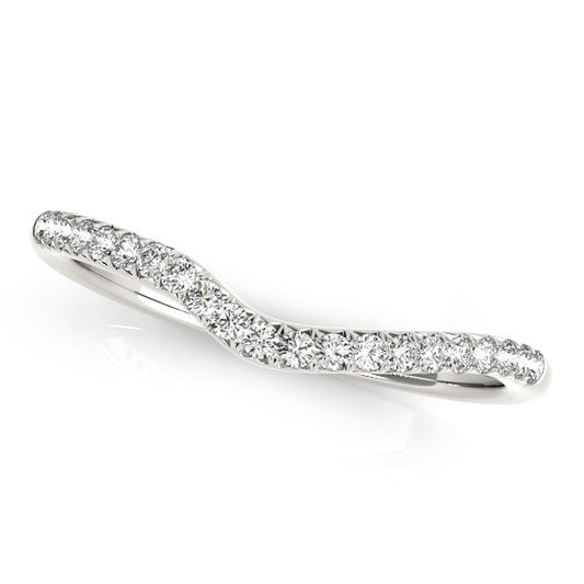 Size: 3.5 - 14k White Gold Curved Pave Diamond Wedding Ring (1/4 cttw)