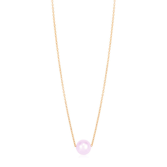 Size: 18'' - 14k Rose Gold Pearl Solitaire Necklace