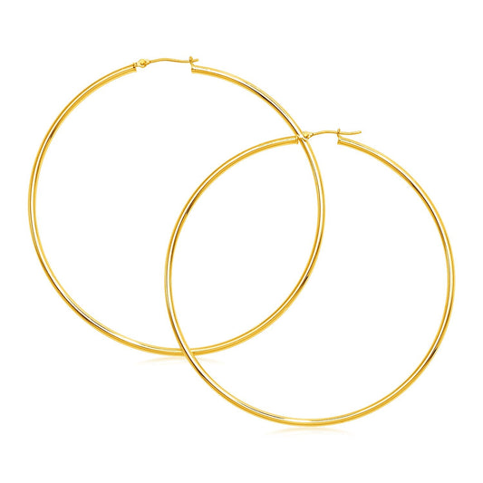 14k Yellow Gold Large Polished Hoop Earrings(2x70mm)