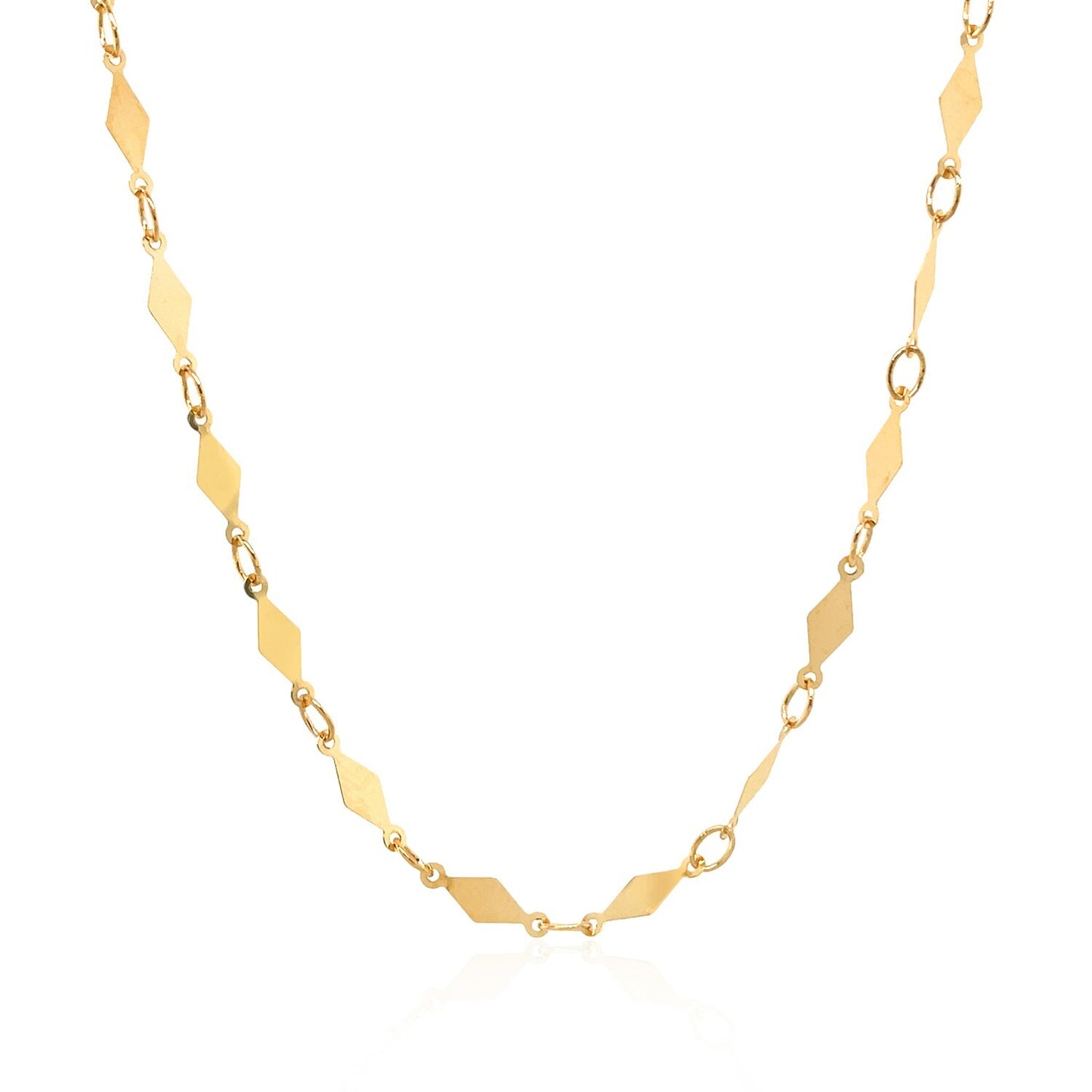 Size: 16.25'' - 14K Yellow Gold Polished Diamond Motif Chain (3.00 mm)