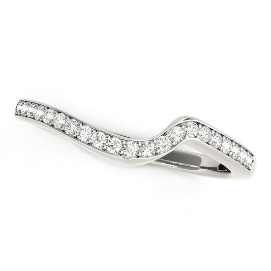 Size: 3.5 - 14k White Gold Modern Curved Wedding Ring (1/5 cttw)