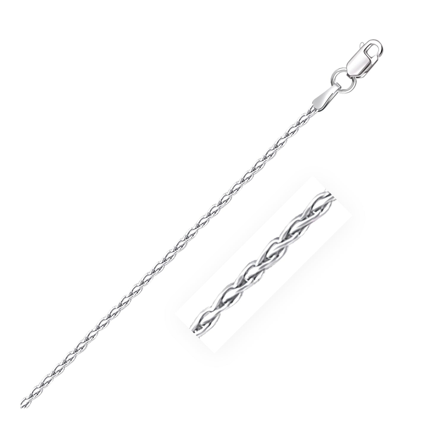 Size: 18'' - Sterling Silver Rhodium Plated Wheat Chain (1.50 mm)