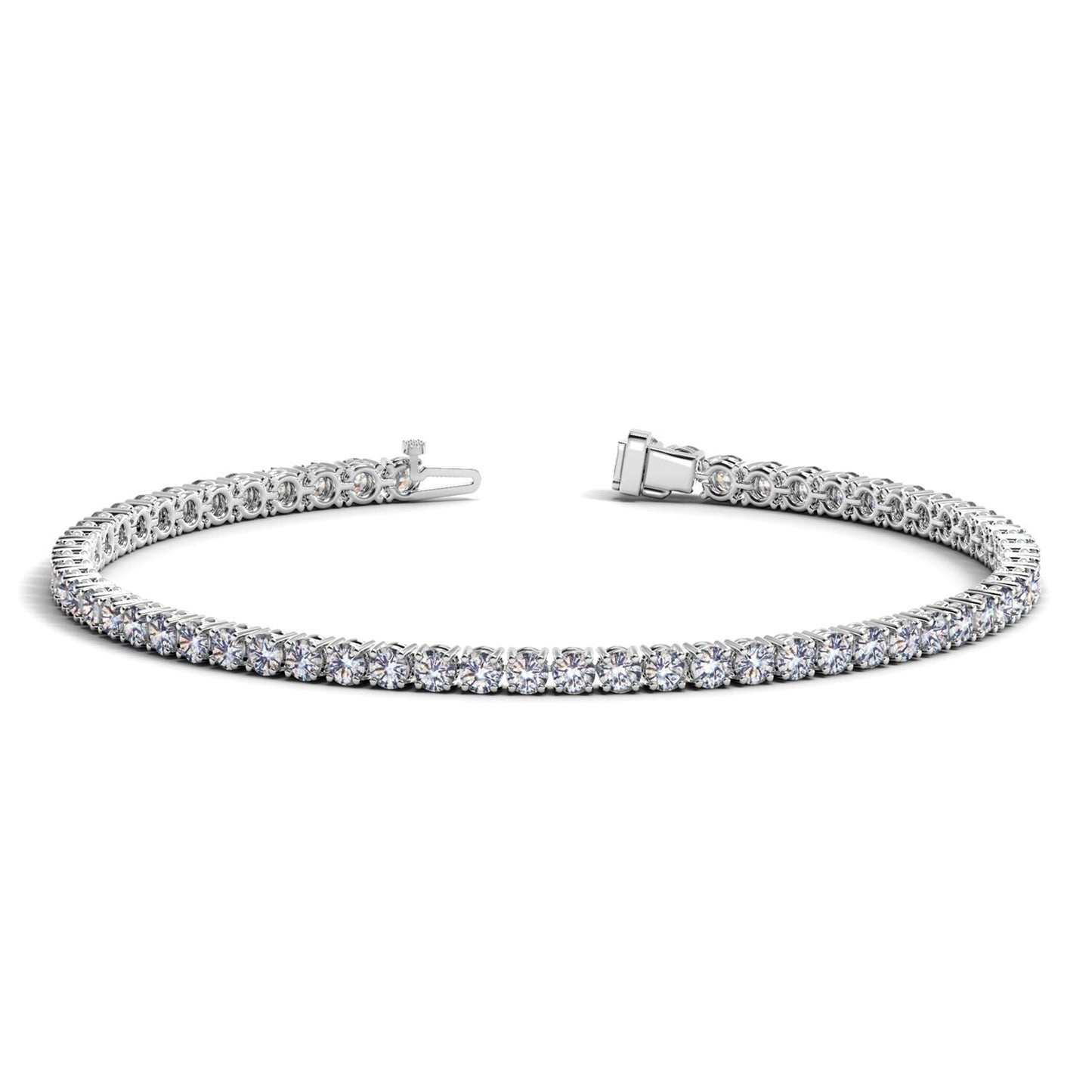 Size: 7 - Lab Grown Round Diamond Tennis Bracelet in 14k White Gold (4 cctw F/G  VS2/SI1)