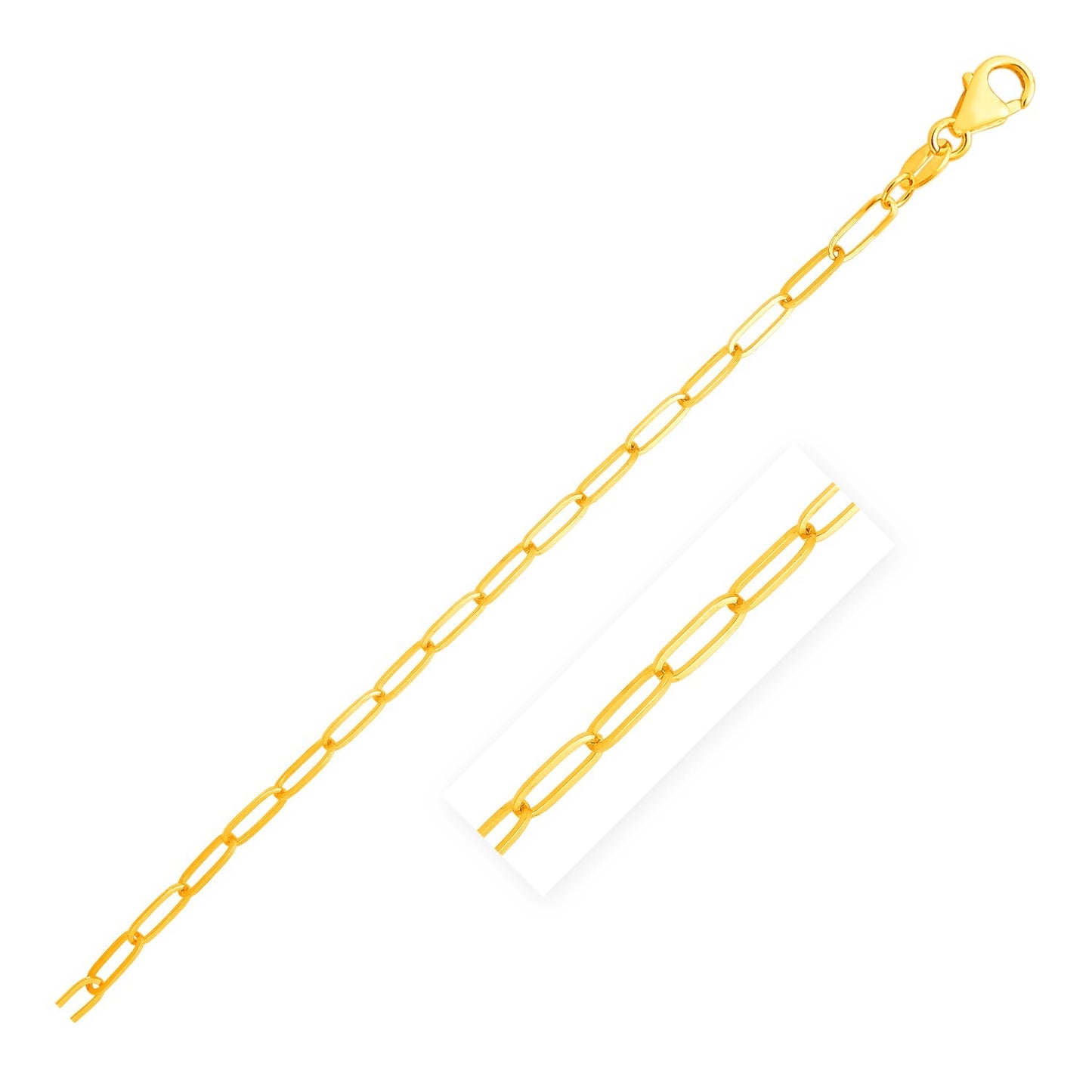 Size: 20'' - 14K Yellow Gold Paperclip Chain (3.50 mm)