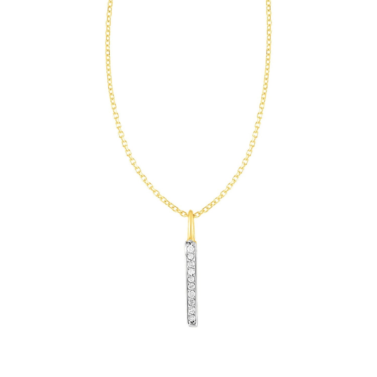 Size: 18 - 14k Yellow Gold Bar Pendant with Diamonds