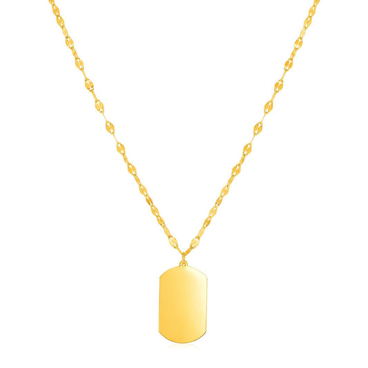 Size: 18'' - 14K Yellow Gold Dog Tag Necklace