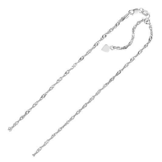 Size: 22'' - Sterling Silver 1.5mm Adjustable Singapore Chain (1.50 mm)