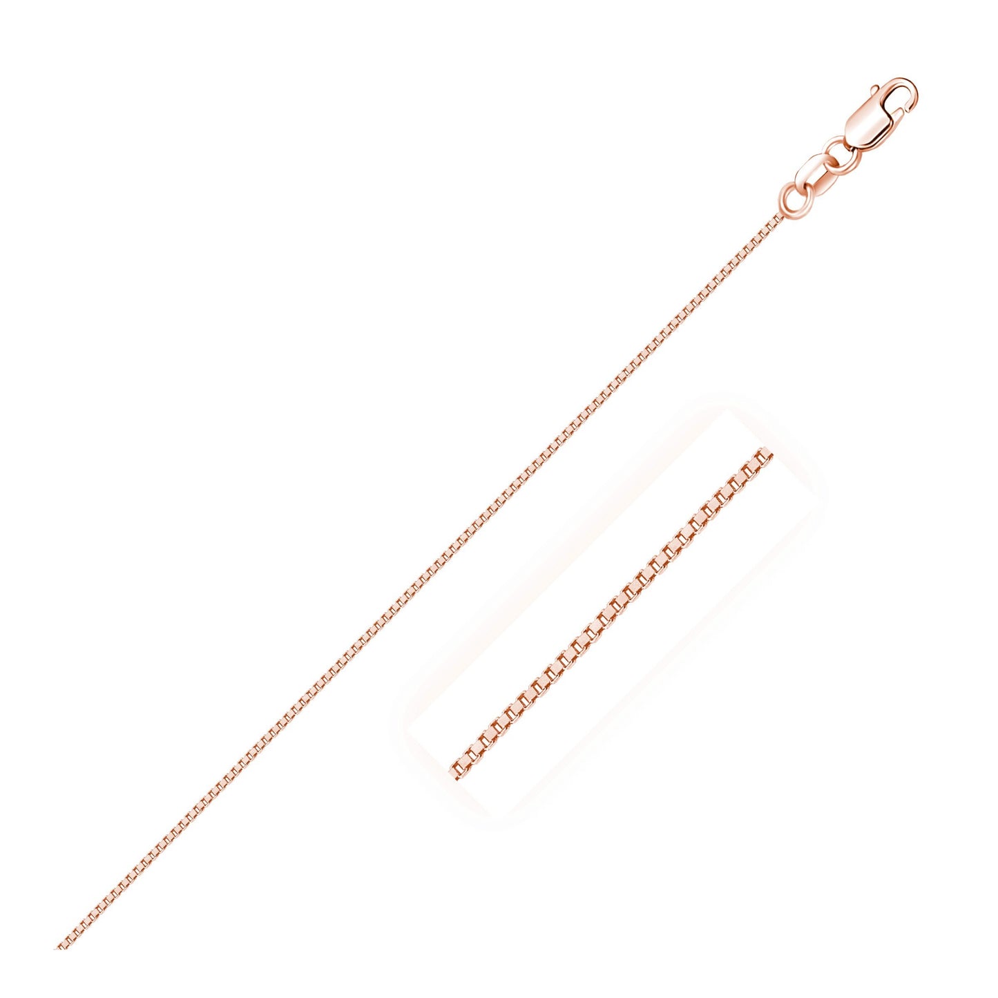 Size: 18'' - 14k Rose Gold Classic Box Chain (0.60 mm)