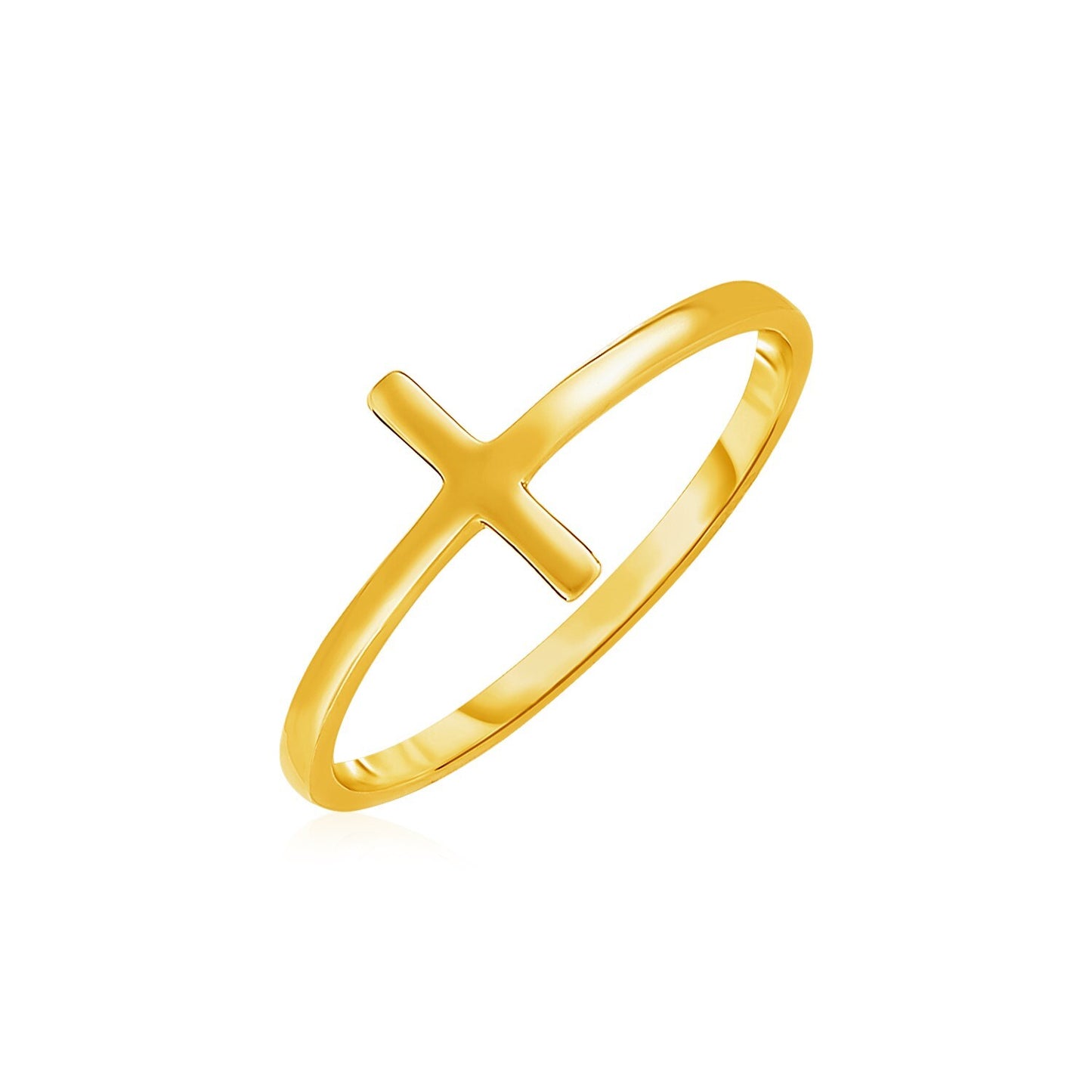 Size: 7 - 14k Yellow Gold Cross Motif Ring