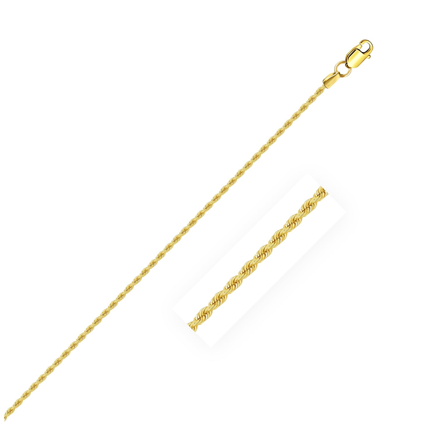 Size: 18'' - 14k Yellow Gold Solid Rope Chain (1.30 mm)