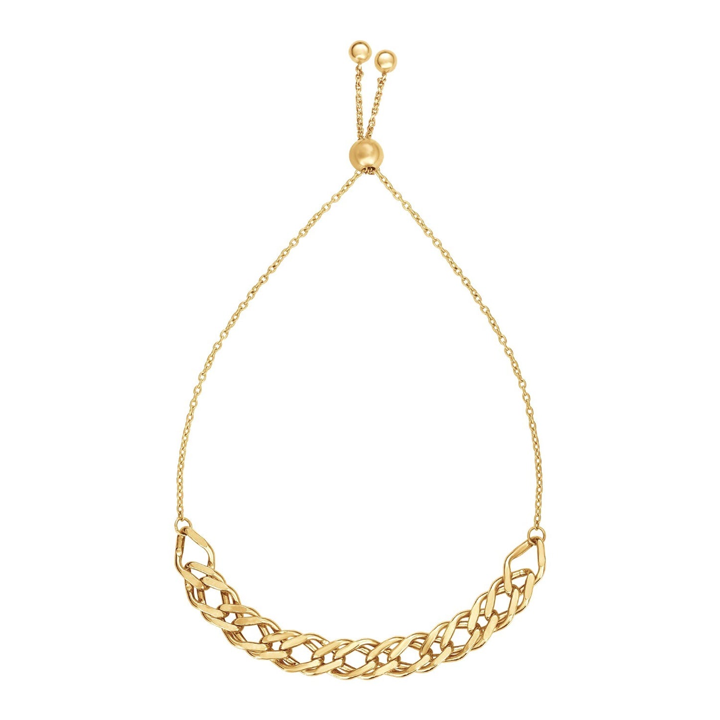 Size: 9.25'' - Adjustable Chain Bracelet in 14k Yellow Gold