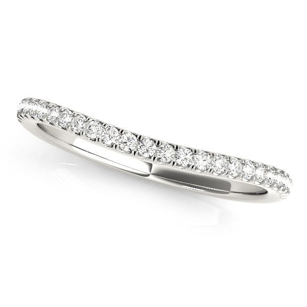 Size: 3 - 14k White Gold Pave Setting Style Curved Wedding Band (1/10 cttw)