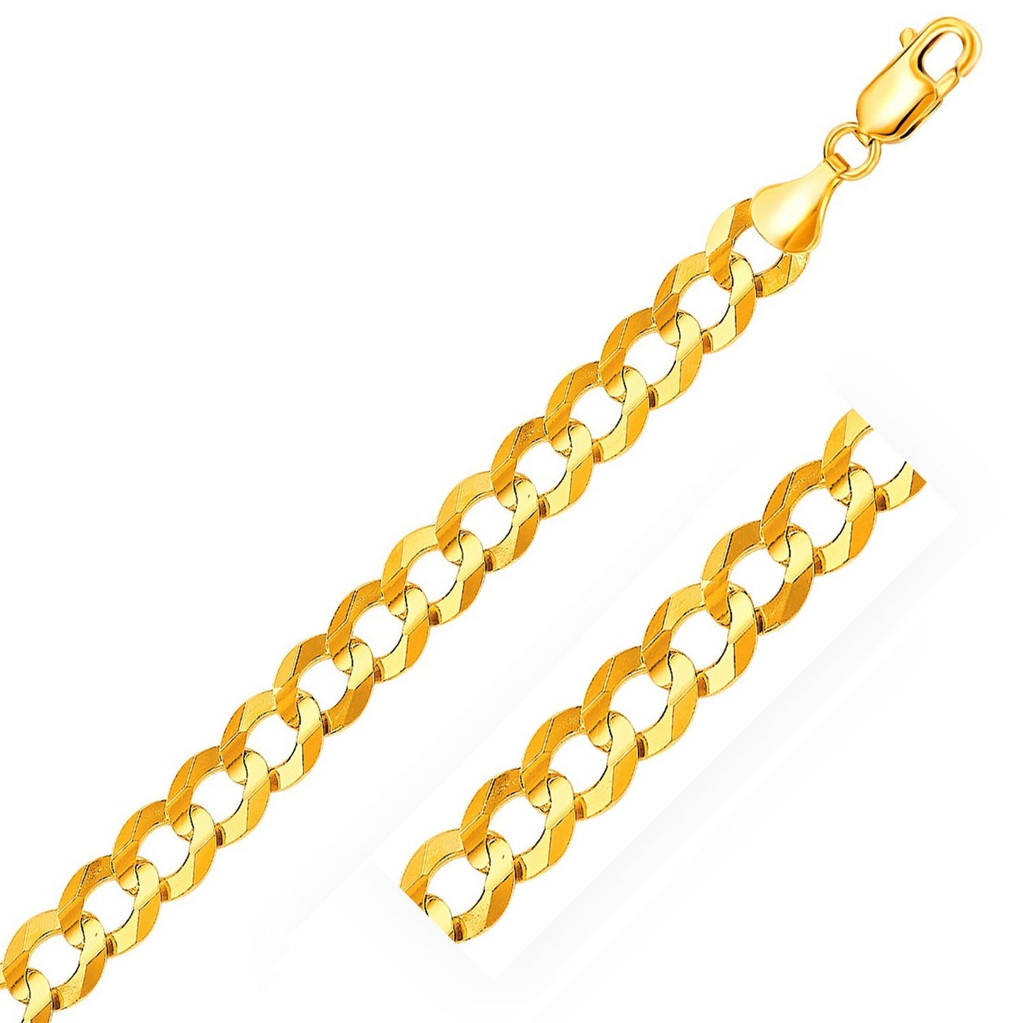 Size: 22'' - 14k Yellow Gold Solid Curb Chain (10.00 mm)