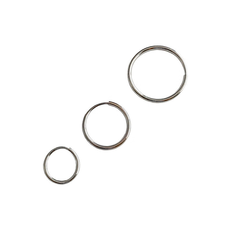 Minimalist Round Circles Simple 925 Sterling Silver Huggie Hoop Earrings