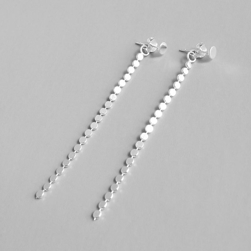 Elegant Flat Beads 925 Sterling Silver Dangling Earrings