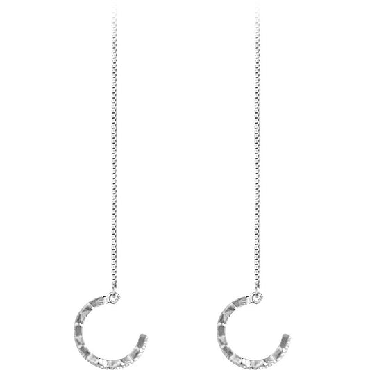 Elegant Wave Circle Tassles 925 Sterling Silver Non-Pierced Earrings