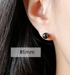 Simple Black Round Bean 925 Sterling Silver Stud Earrings