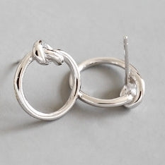 Simple Knot Circle 925 Sterling Silver Stud Earrings