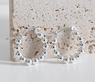 Casual Beads 925 Sterling Silver Hoop Earrings