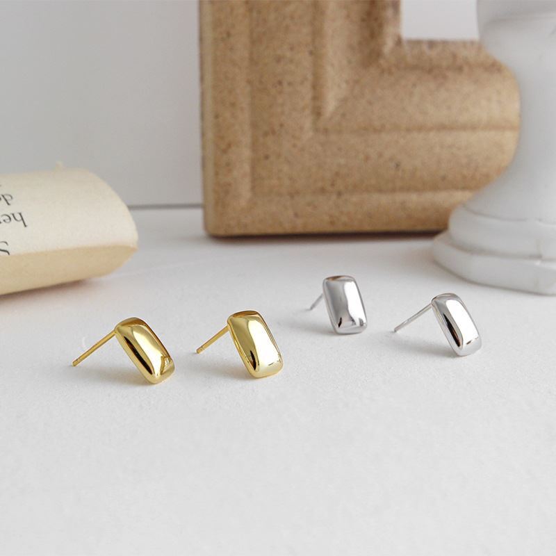 Geometry Rectangle Fashion 925 Sterling Silver Stud Earrings