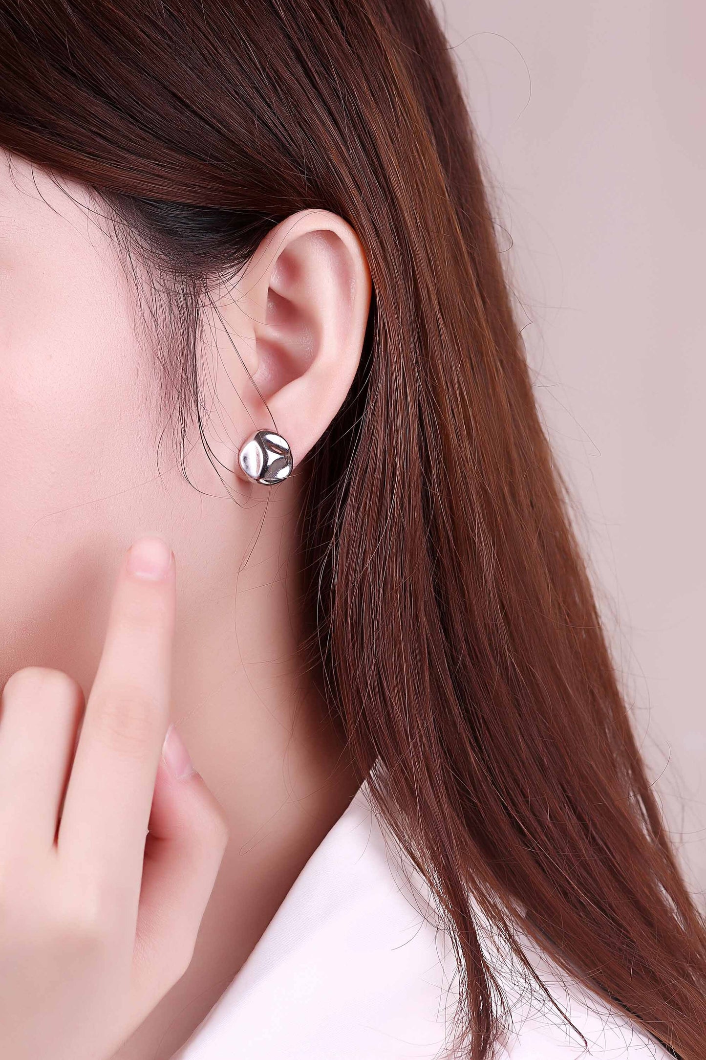 Asymmetric Irregular Geometry 925 Sterling Silver Stud Earrings