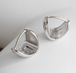 Simple Geometric Triangle 925 Sterling Silver Leverback Earrings