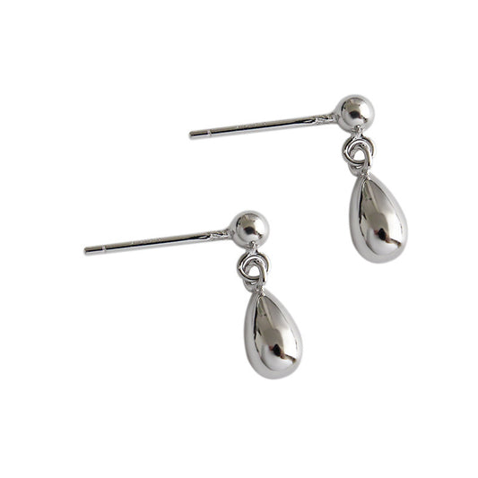 Simple Drop Water Girl 925 Sterling Silver Stud Earrings