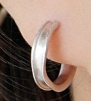 Simple Small C Shape 925 Sterling Silver Hoop Earrings