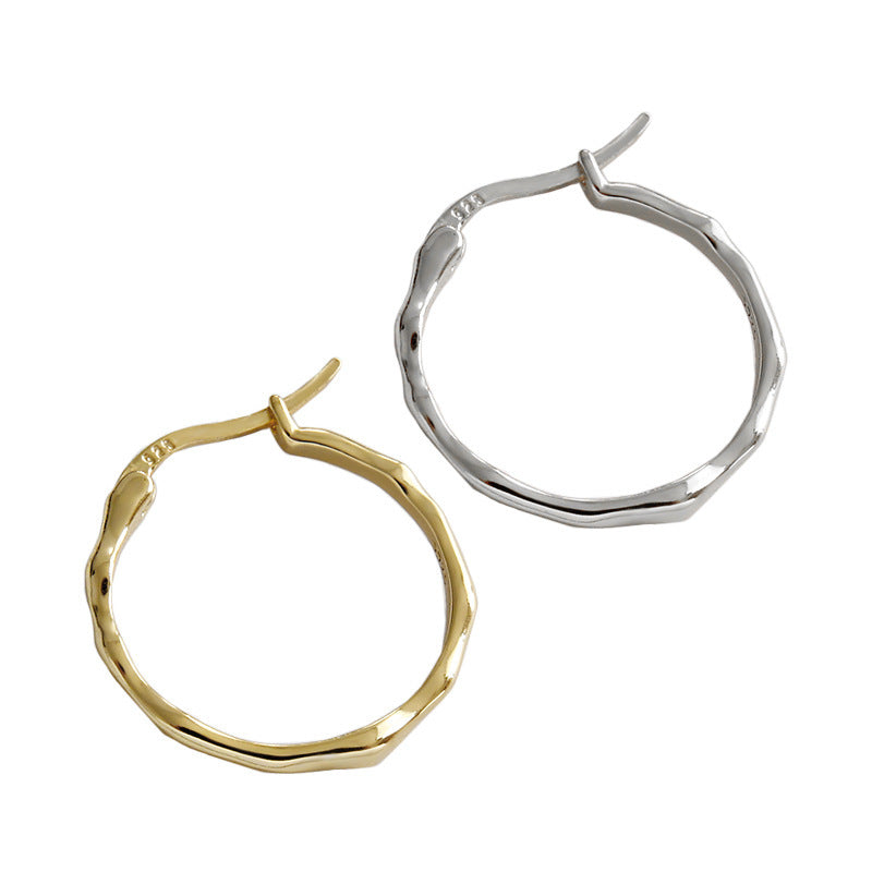 Fashion Office Irregular Circle 925 Sterling Silver Hoop Earrings