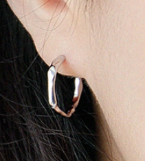 Simple Geometry Irregular Circle 925 Sterling Silver Hoop Earrings