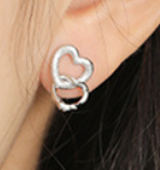 Girl Hollow Heart in Heart 925 Sterling Silver Dangling Earrings