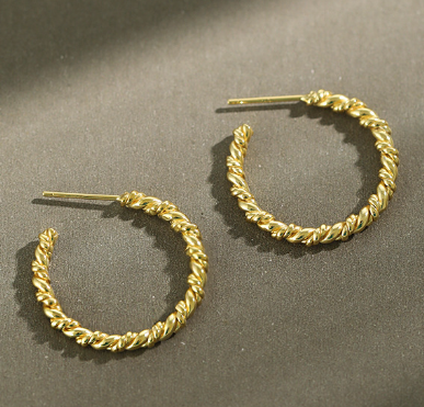 Fashion Twisted Circles 925 Sterling Silver Hoop Earrings