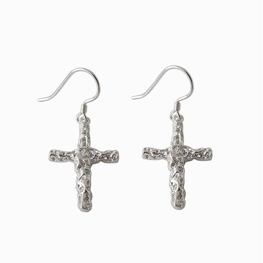 Fashion Irregular Cross 925 Sterling Silver Dangling Earrings