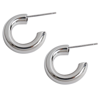 Party C Shape Circle 925 Sterling Silver Hoop Earrings