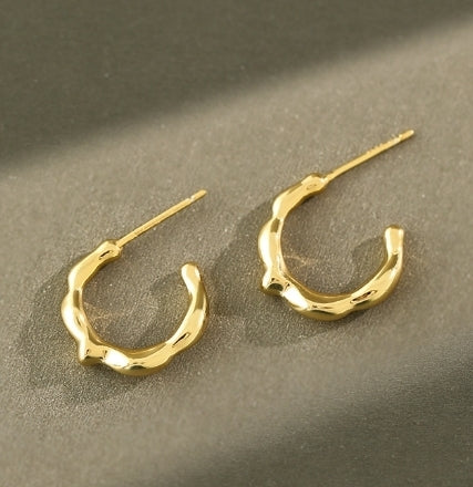 Simple Irregular Circle 925 Sterling Silver Hoop Earrings