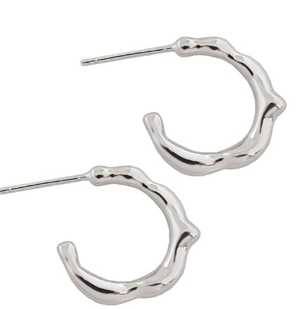 Simple Irregular Circle 925 Sterling Silver Hoop Earrings