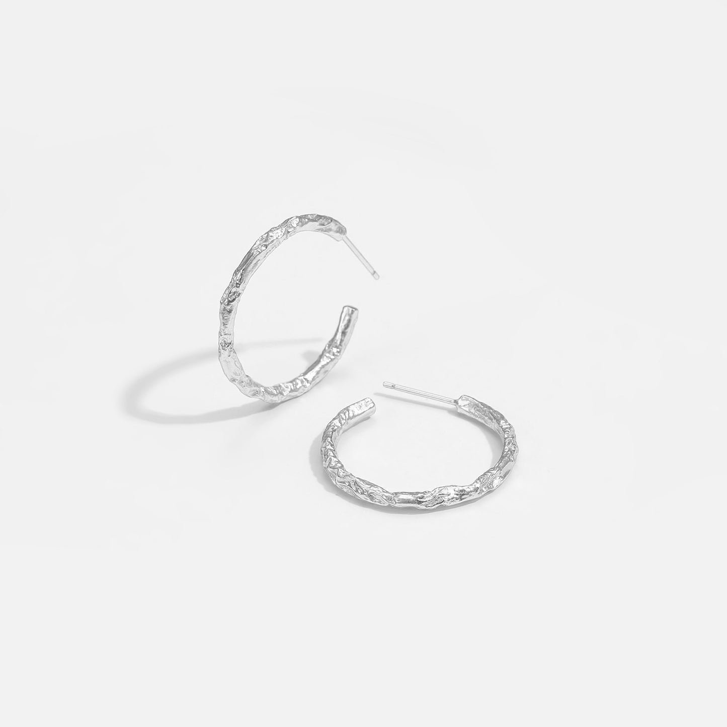 Geometry Tinfoil Pattern Circle 925 Sterling Silver Hoop Earrings