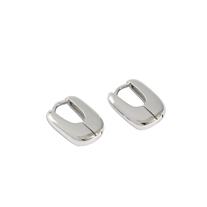 Casual Mini Geometric Ellips 925 Sterling Silver Hoop Earrings