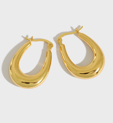 Classic Fashion Letter U Shape 925 Sterling Silver Hoop Earrings