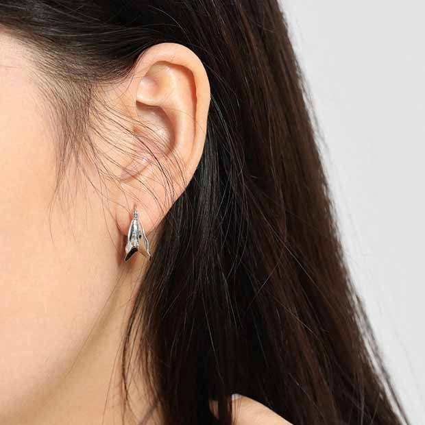 Geometry Irregular Circle 925 Sterling Silver Hoop Earrings