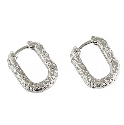 Geometry Hollow Oval 925 Sterling Silver Hoop Earrings