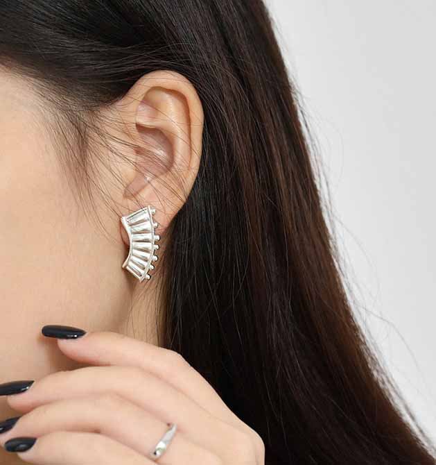 Fashion Lyre Piano 925 Sterling Silver Stud Earrings